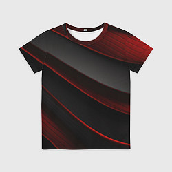 Детская футболка Красная абстракция с черными линиями