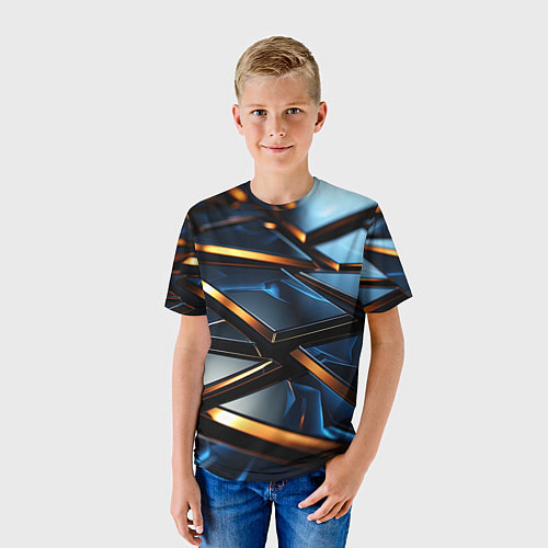 Детская футболка Объемные блестящие плиты / 3D-принт – фото 3