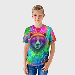 Футболка детская Цветной медведь, цвет: 3D-принт — фото 2