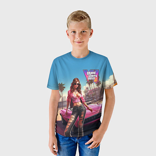 Детская футболка GTA 6 girl logo / 3D-принт – фото 3