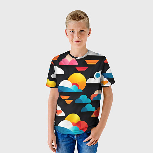 Детская футболка Цветные облака в черном небе / 3D-принт – фото 3