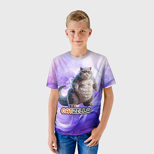 Детская футболка Толстый котзилла / 3D-принт – фото 3