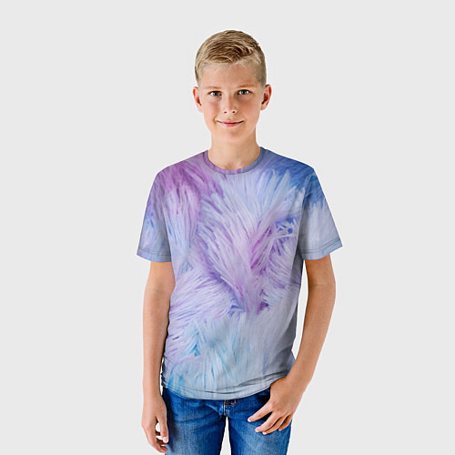 Детская футболка Цветной узор из перьев / 3D-принт – фото 3