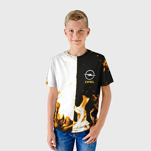 Детская футболка Opel огонь текстура / 3D-принт – фото 3