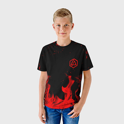 Детская футболка Linkin Park красный огонь лого / 3D-принт – фото 3