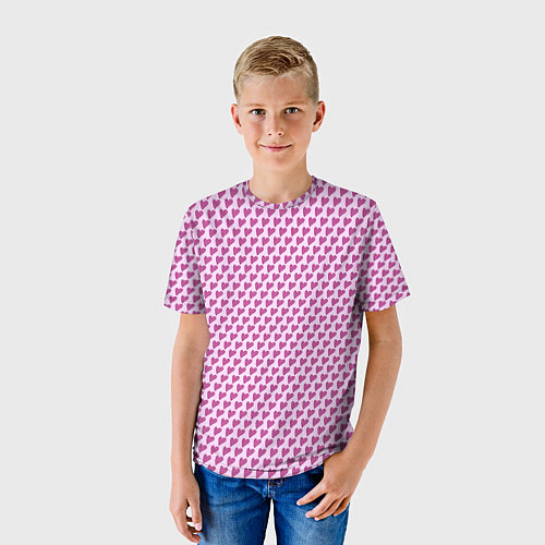 Детская футболка Паттерн сердечки на розовом фоне / 3D-принт – фото 3
