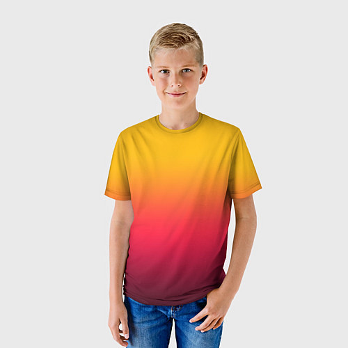 Детская футболка Жёлто-бордовый градиент / 3D-принт – фото 3