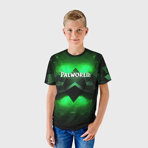 Детская футболка Palworld logo green dark / 3D-принт – фото 3