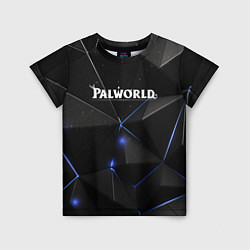 Футболка детская Palworld лого на черном стильном фоне, цвет: 3D-принт