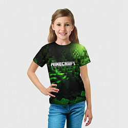 Футболка детская Minecraft logo зеленые кубики, цвет: 3D-принт — фото 2
