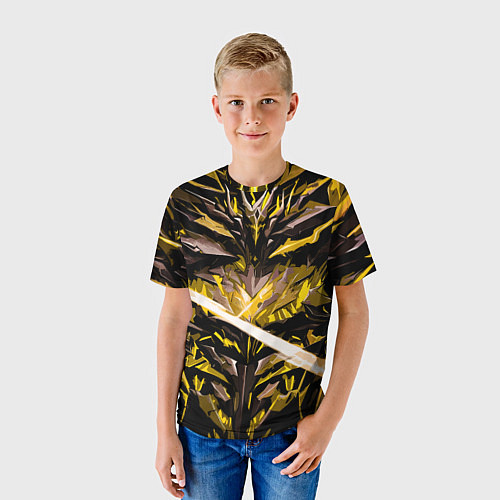 Детская футболка Жёлтый камень на чёрном фоне / 3D-принт – фото 3