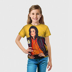Футболка детская Michael Jackson на золотом фоне с графикой, цвет: 3D-принт — фото 2