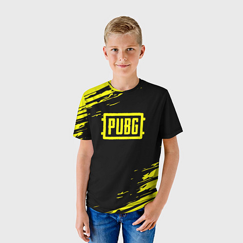 Детская футболка Pubg текстура краски жёлтые / 3D-принт – фото 3