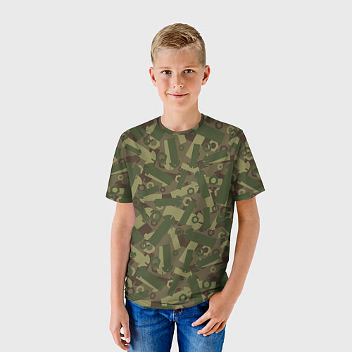 Детская футболка Камуфляж - болты и гайки / 3D-принт – фото 3