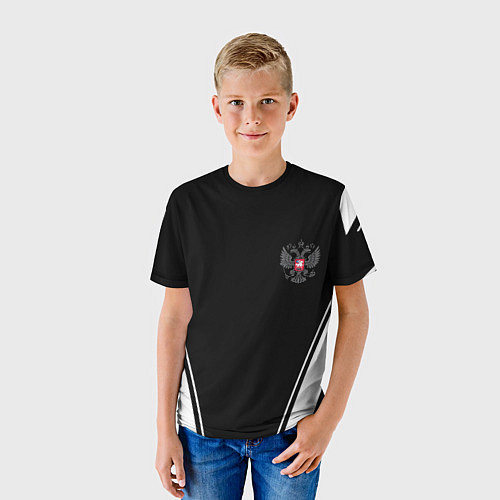 Детская футболка Спортивная геометрия герб рф / 3D-принт – фото 3
