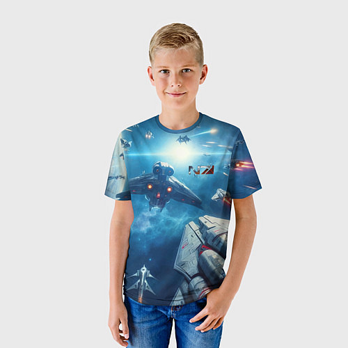 Детская футболка Mass Effect - space neon / 3D-принт – фото 3