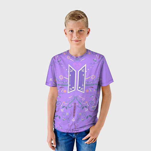 Детская футболка BTS - ARMY Цветочный принт / 3D-принт – фото 3