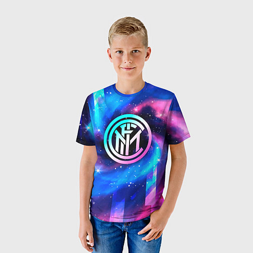 Детская футболка Inter неоновый космос / 3D-принт – фото 3