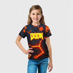 Футболка детская Doom плиты лого в огне, цвет: 3D-принт — фото 2