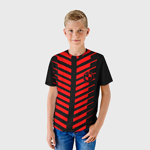 Детская футболка BMW geometry sport red strupes / 3D-принт – фото 3