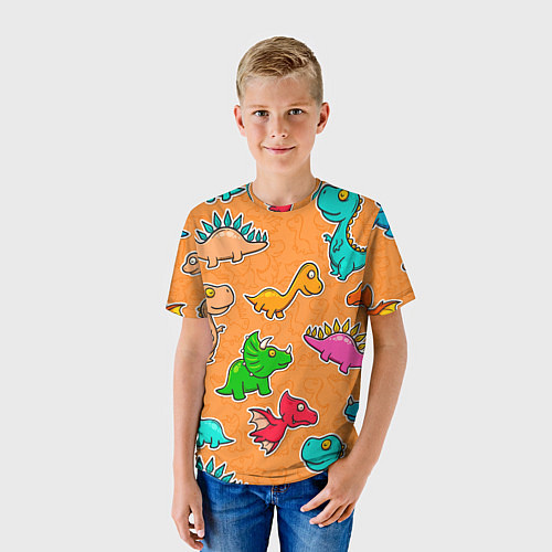 Детская футболка Маленькие динозавры / 3D-принт – фото 3
