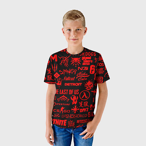 Детская футболка Логотипы популярных игр pattern / 3D-принт – фото 3