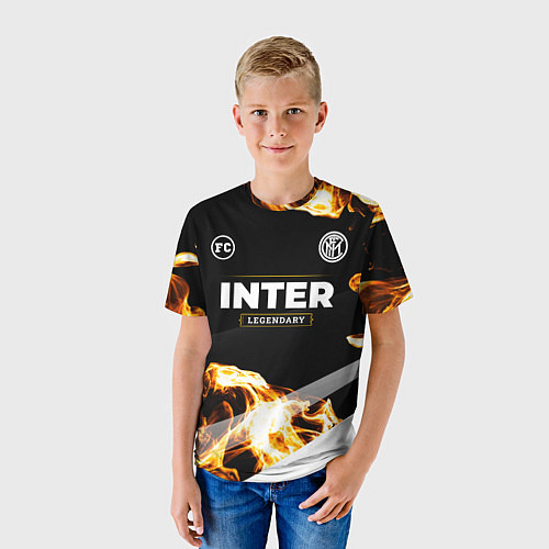 Детская футболка Inter legendary sport fire / 3D-принт – фото 3