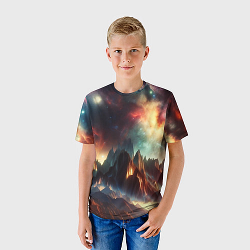 Детская футболка Space landscape with mountains / 3D-принт – фото 3