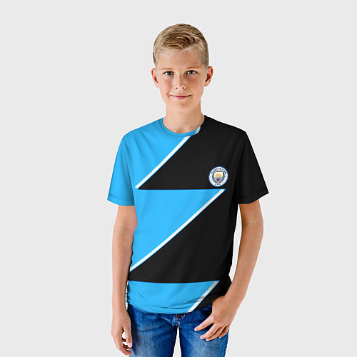 Детская футболка Manchester City geometry sport / 3D-принт – фото 3