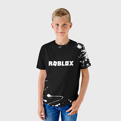 Детская футболка Roblox текстура краски белые / 3D-принт – фото 3