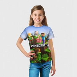 Футболка детская Minecraft pixel world, цвет: 3D-принт — фото 2