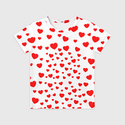 Футболка детская Любовь паттерн сердца, цвет: 3D-принт