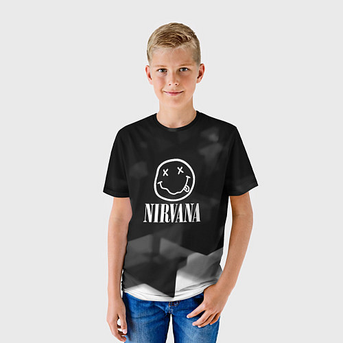 Детская футболка Nirvana текстура рок / 3D-принт – фото 3