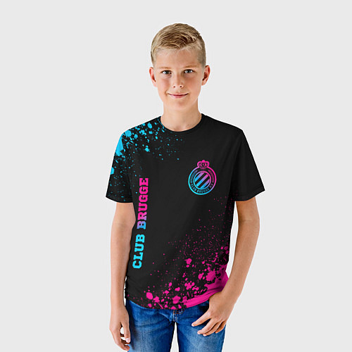 Детская футболка Club Brugge - neon gradient вертикально / 3D-принт – фото 3