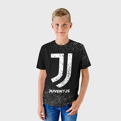 Детская футболка Juventus с потертостями на темном фоне / 3D-принт – фото 3