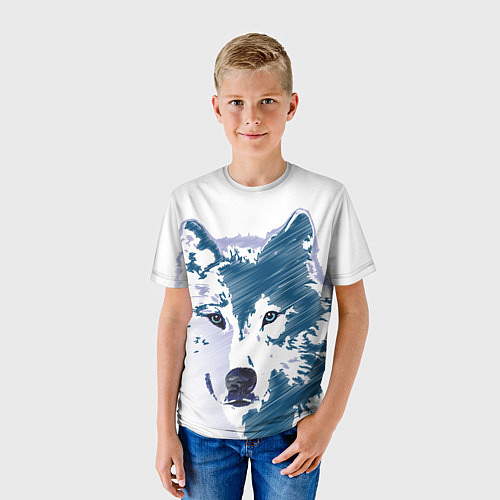 Детская футболка Волк темно-синий / 3D-принт – фото 3