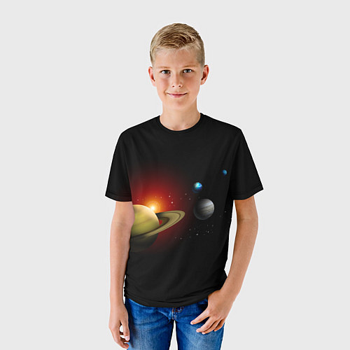 Детская футболка Планеты на черном фоне / 3D-принт – фото 3