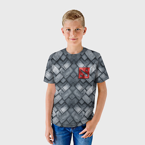 Детская футболка Dota - metal texture logo / 3D-принт – фото 3