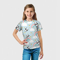 Футболка детская Панда на радуге, цвет: 3D-принт — фото 2