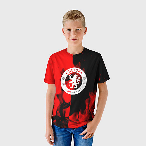 Детская футболка Chelsea fire storm текстура / 3D-принт – фото 3