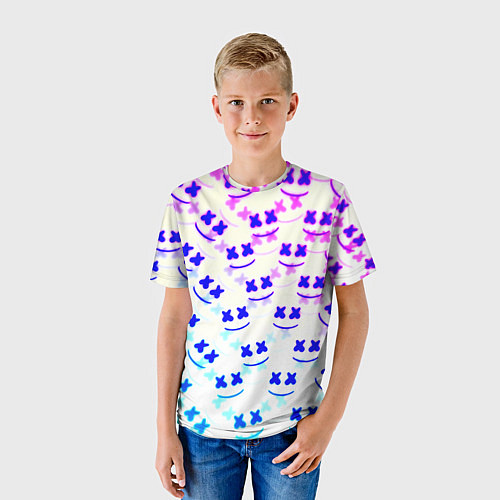 Детская футболка Marshmello pattern neon / 3D-принт – фото 3