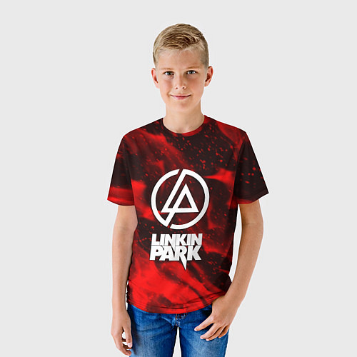 Детская футболка Linkin park красный огонь / 3D-принт – фото 3