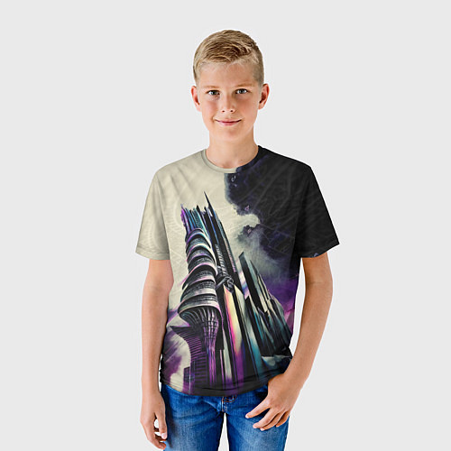 Детская футболка Футуристичная башня / 3D-принт – фото 3