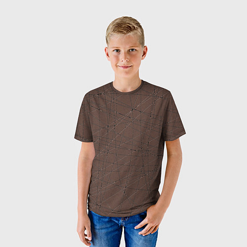 Детская футболка Абстракция порезы коричневый / 3D-принт – фото 3