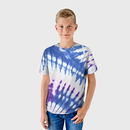 Детская футболка Сине-фиолетовый узор тай дай / 3D-принт – фото 3