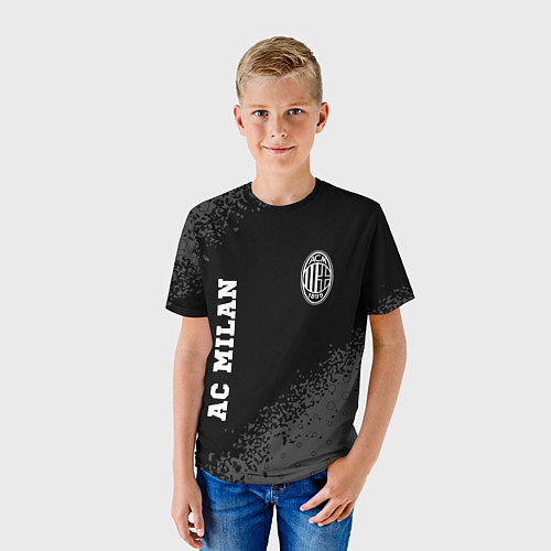 Детская футболка AC Milan sport на темном фоне вертикально / 3D-принт – фото 3