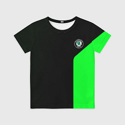 Футболка детская Skoda pattern sport green, цвет: 3D-принт
