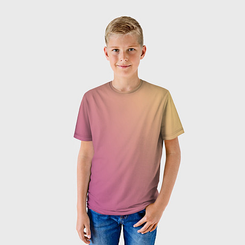 Детская футболка Градиент желтый малиновый по диагонали / 3D-принт – фото 3