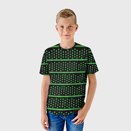 Детская футболка Зелёные круги и полосы / 3D-принт – фото 3