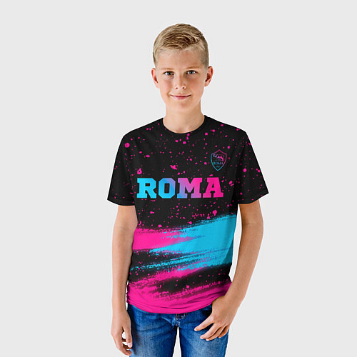 Детская футболка Roma - neon gradient посередине / 3D-принт – фото 3